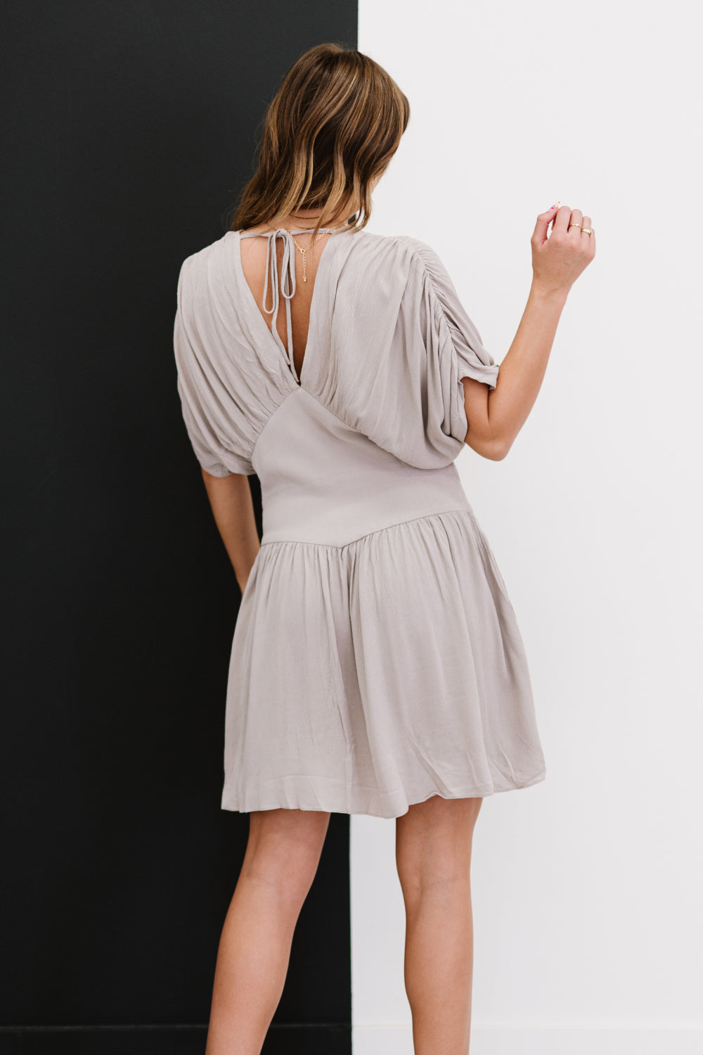 Davi &amp; Dani Stay a Little Longer Full Size Pleated Mini Dress