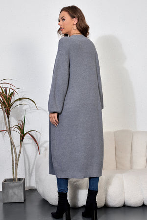 Open Front Duster Cardigan with Double Pockets