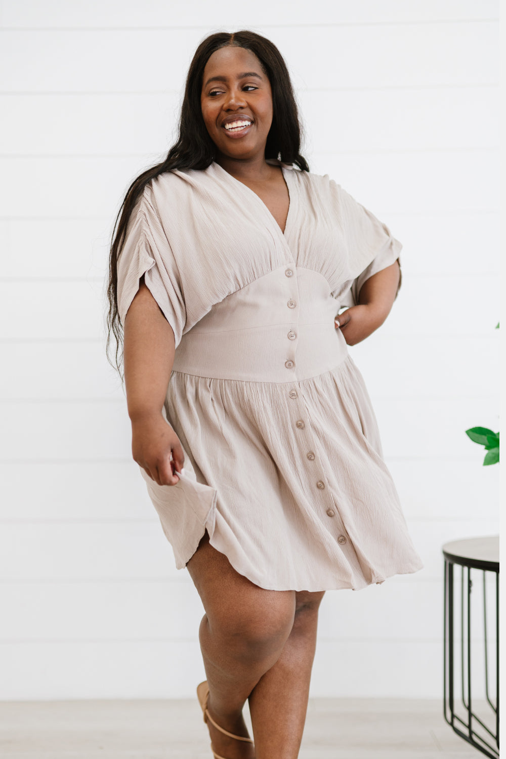 Davi &amp; Dani Stay a Little Longer Full Size Pleated Mini Dress
