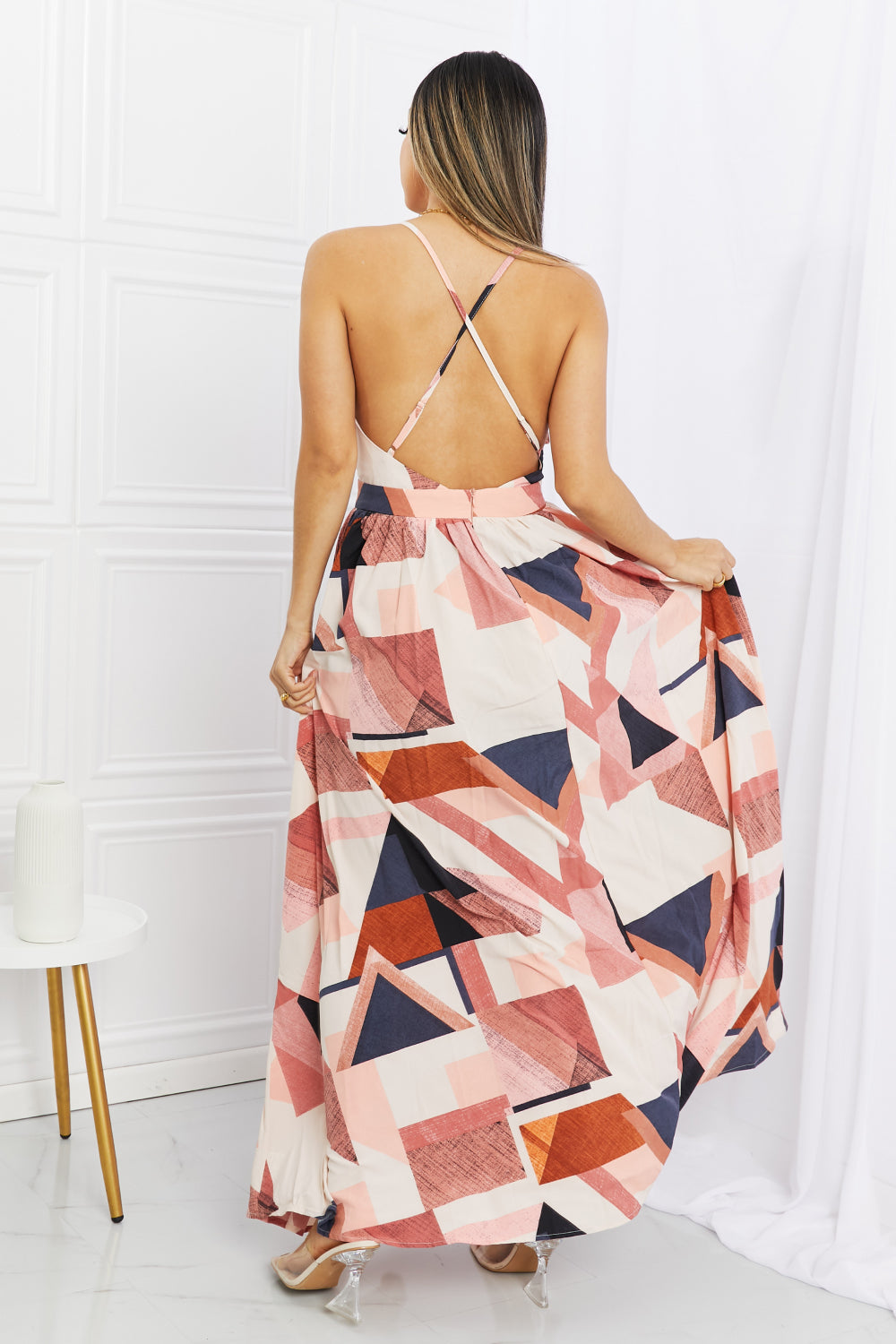 Sweet Generis Piecing It Together Full Size Printed Sleeveless Dress