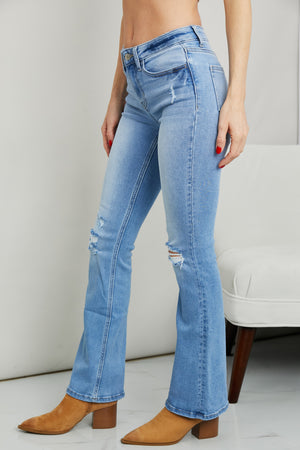 Zenana Distressed Flare Jeans