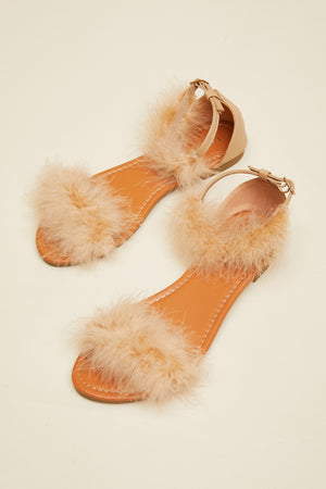 Cape Robbin Drama Queen Feather Trim Sandals