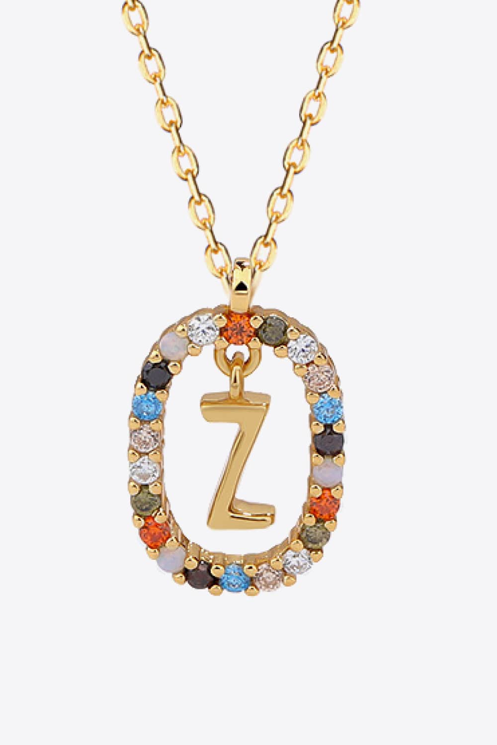 U to Z Multicolored Zircon Pendant Necklace