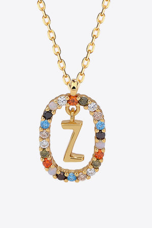 U to Z Multicolored Zircon Pendant Necklace