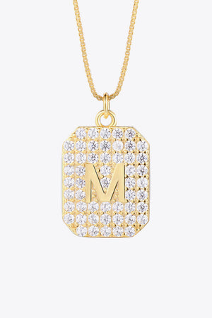 Letter Zircon Pendant Necklace