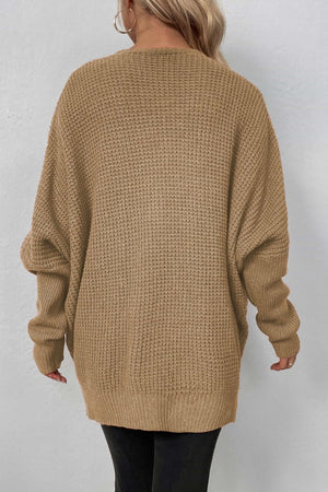 Waffle Knit One-Button Dolman Sleeve Cardigan