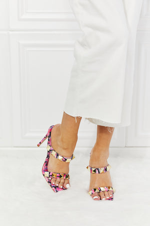 Cape Robbin Printed Studded Stiletto Heels in Pink