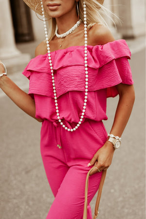 Off-Shoulder Layered Jogger Jumpsuit