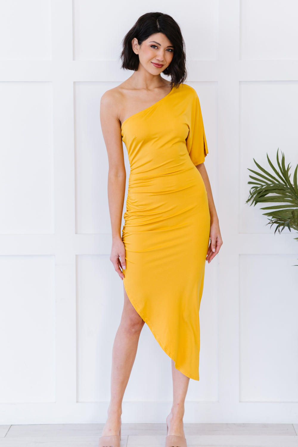 Dress Day High Society Ruched One-Shoulder Dress