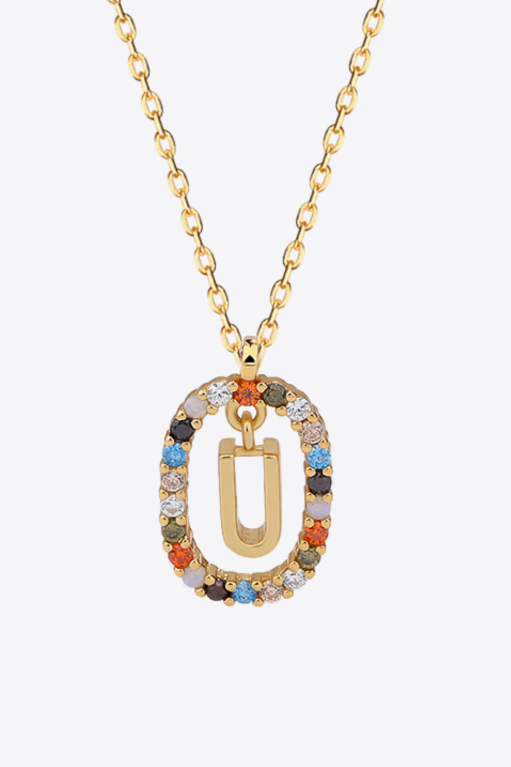 U to Z Multicolored Zircon Pendant Necklace