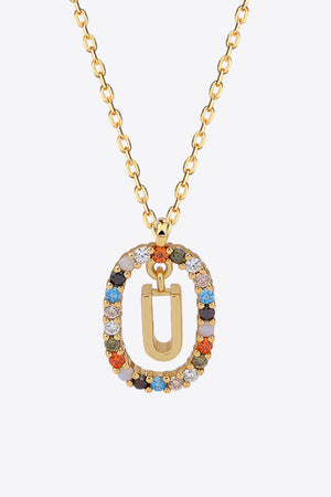U to Z Multicolored Zircon Pendant Necklace
