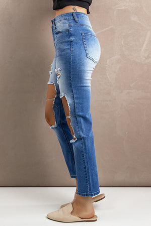 Distressed Acid Wash Jeans with Pockets