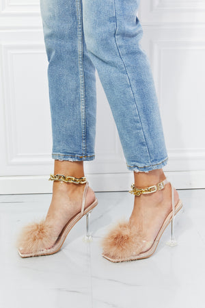Cape Robbin Fur Strap Chain Detail Heels