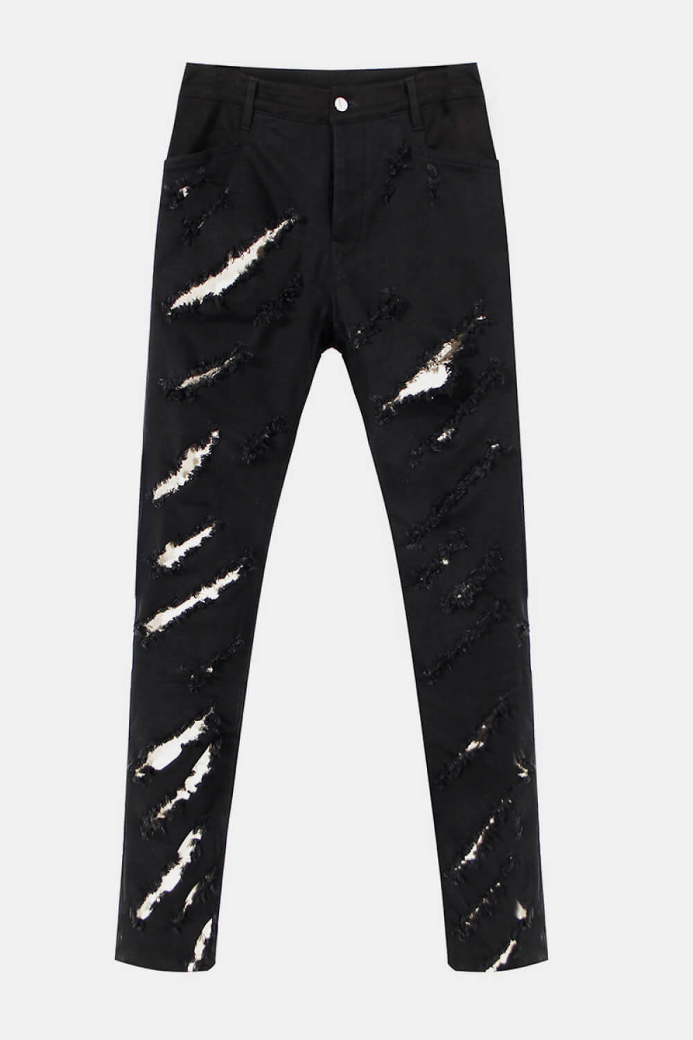 Contrast Destroyed Frayed Detail Jeans