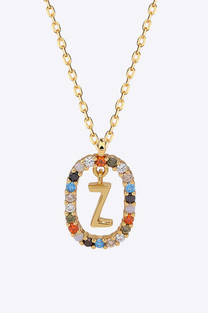 U to Z Multicolored Zircon Pendant Necklace